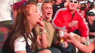 Nice fine booty babes inside frat room gets cum after amazing boned