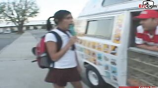 Slender african hair college teens seduce from the candyman