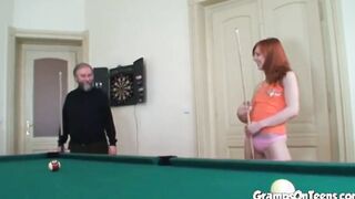 Ginger teenagers fucks gramps penis after oral sex