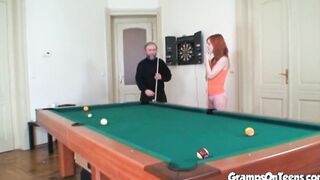 Ginger teenagers fucks gramps penis after oral sex
