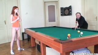 Ginger teenagers fucks gramps penis after oral sex