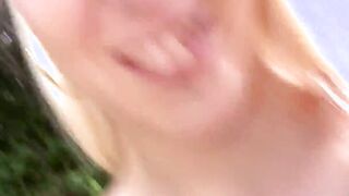 Blonde 18 year old has anal sex into the woods with a long dick