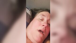 BBW slave orgasm face, groaning and screaming