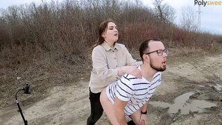 Russian women fed a bro with sperm while pegging him