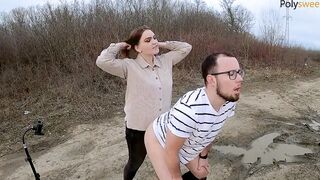 Russian women fed a bro with sperm while pegging him