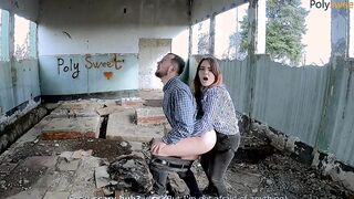 Draws graffiti, blows and fucks with a strap-on on an abandon