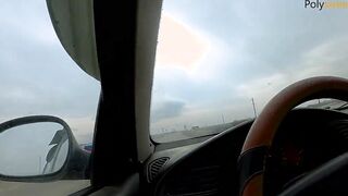 women offer a head while the bro drives the vehicle