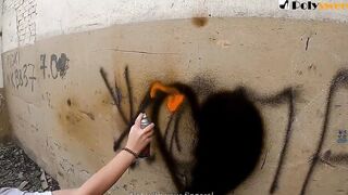 Painted graffiti and get banged! right there