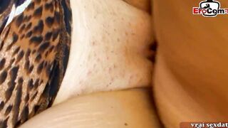 French dark haired amateur 18 year old is cheating outside