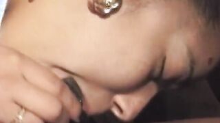 Adorable young lass blows a mean penis inside her bedroom