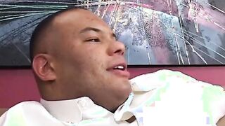 Freaky stud bangs a african goddess on the couch after ORAL SEX