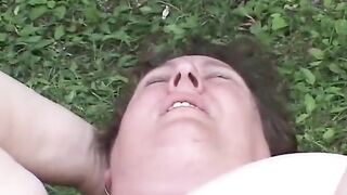 Fat chicks lick and finger each others pussies into the field