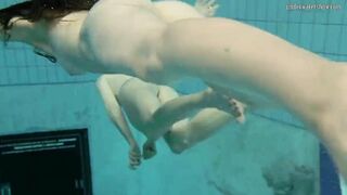 Nastya undresses Libuse into the pool like a dyke