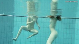 Nastya undresses Libuse into the pool like a dyke