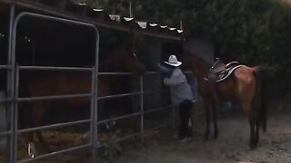 Cowgirls fucking outdoors with strapons