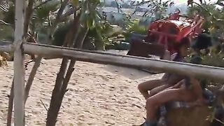 Cowgirls fucking outdoors with strapons
