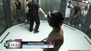 Slender inked blonde with tiny hooters fucks into a boxingring