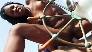 Nice black hoe pounded outside with long cock