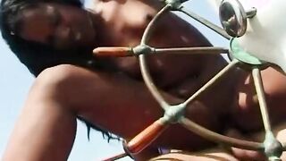 Nice black hoe pounded outside with long cock