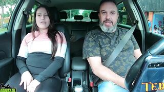 Another young chick, only 20 years older, nude inside the riding - Thelly Santos