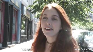 Red Headed Cutie Plays Public