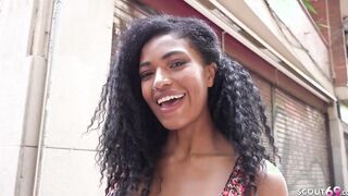 German Scout - Thin but Huge natural Boobs Hispanic Black Tina Fire Pickup and Pounded