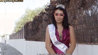 Pulled adorable Hispanic offer oral sex inside point of view before screwed inside outdoor