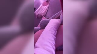 Rides my sex toy on the side of the bathtub