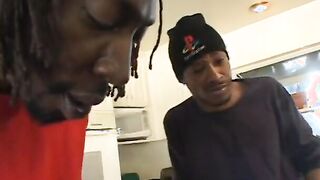 Blond teens takes 2 african cocks